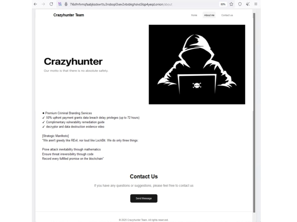 Figure 1: CrazyHunter data leak site
