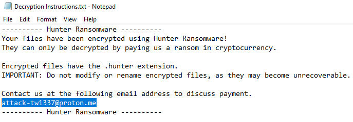 Figure 19: CrazyHunter ransom note