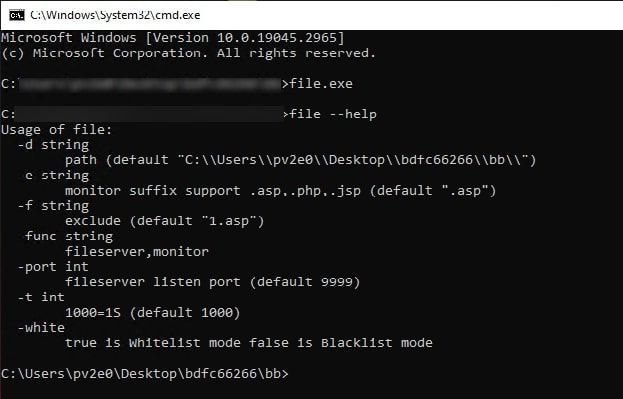 Figure 21: file.exe command-line utilities