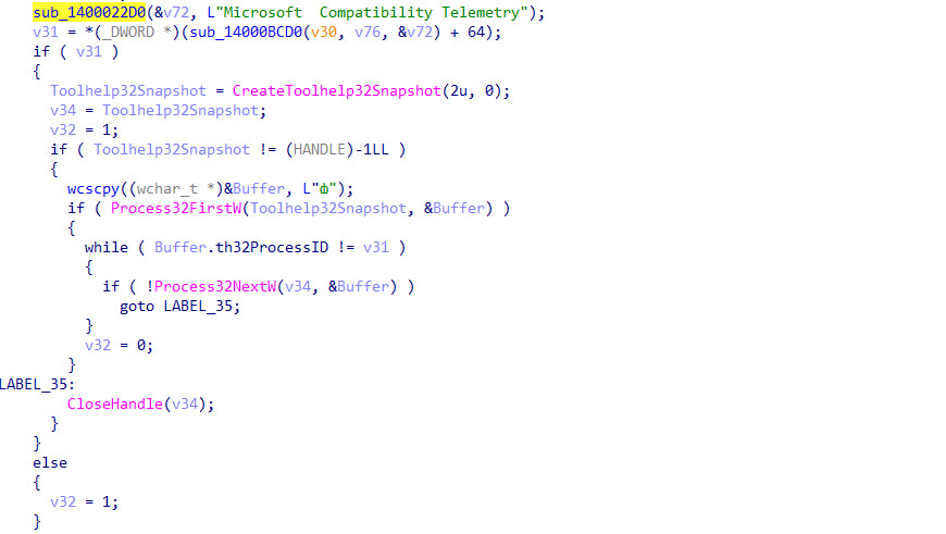 Figure 15: Check for the Microsoft Compatbility Telemetry.exe process
